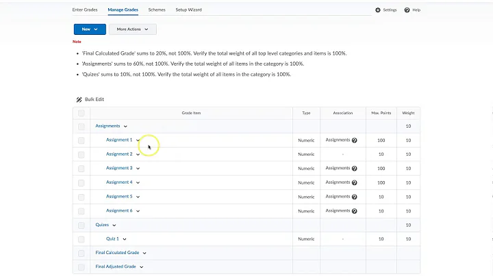 Brightspace -  Creating grade item and attaching to assignment