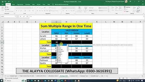 Sum Multiple Range in One Time - Interview Question [Alayya Collegiate] #exceltips  #computercourse