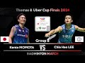 Live score  kento momota jpn vs chia hao lee tpe  badminton thomas cup finals 2024