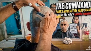 Indian Couple Headshave: He Obeyed My Strict Command at the Barbershop💈#headshave #barbershop #hair 