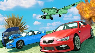 We Raced Downhill Against a Plane with Missiles!  (BeamNG Multiplayer Chases & Crashes)