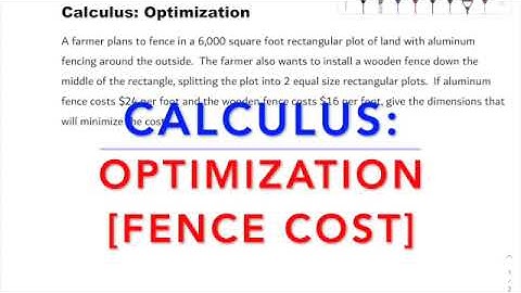 Calculus: Optimization [Cost of a Fence]
