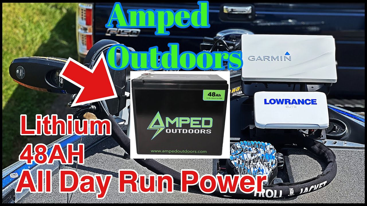 Amped Outdoors 48AH Lithium Battery  All Day Run Power For Garmin  Livescope LVS34 