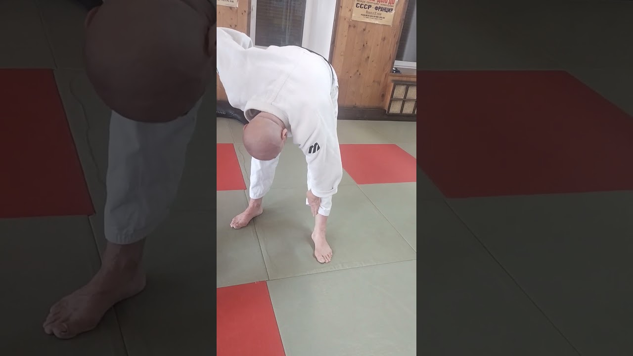 ЗМС по дзюдо Сергей Косоротов показывает точку для подбива при передней подножки.