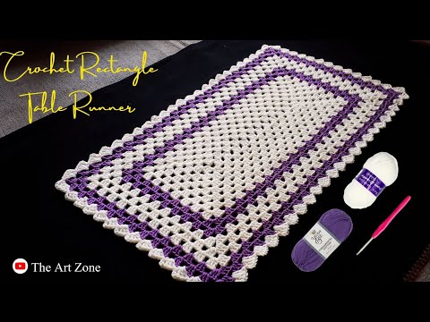 Crochet Simple Rectangular Table Runner For Beginners.