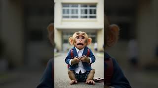 little baby monkey crying school #shorts #monkey #aivideo #cartoon