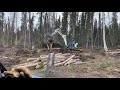 Pulling stumps at Tyler’s build site on the Alaskan homestead