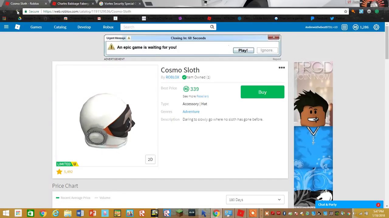 Selling A Limited Item For 1 Robux Roblox Youtube - hurry limited robux 1