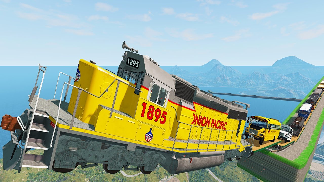 EPIC High Speed Long Trains Jump Crashes #2 - Train Stunts | BeamNG Drive Accidents - Dancing Cars