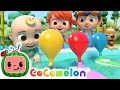 Balloon boat race  cocomelon  sing along  nursery rhymes and songs for kids