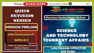 Science and Technology: Current Affairs Revision for Prelims 2020 IAS/UPSC/CSE by IAS ABHIYAN