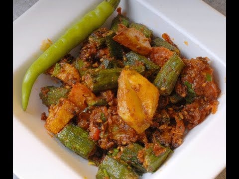 Benda Batata Masala - okra and potato fry - By Vahchef @ Vahrehvah.com