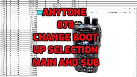 Anytone 878 change boot up screen selections for Aand B bands