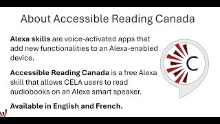 Getting Started with Accessible Reading Canada: Listen to CELA Audiobooks with Alexa
