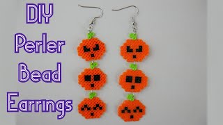 DIY Mini Perler Bead Pumpkin Dangle Earrings Tutorial | Halloween Crafts & DIY's | Halloween 2020