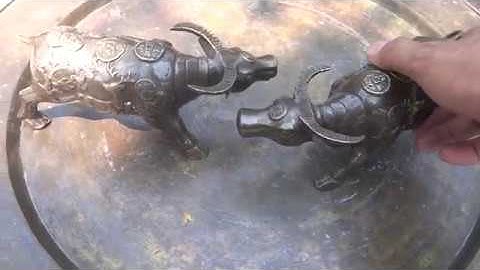 đồ cổ - cặp trâu bằng đồng