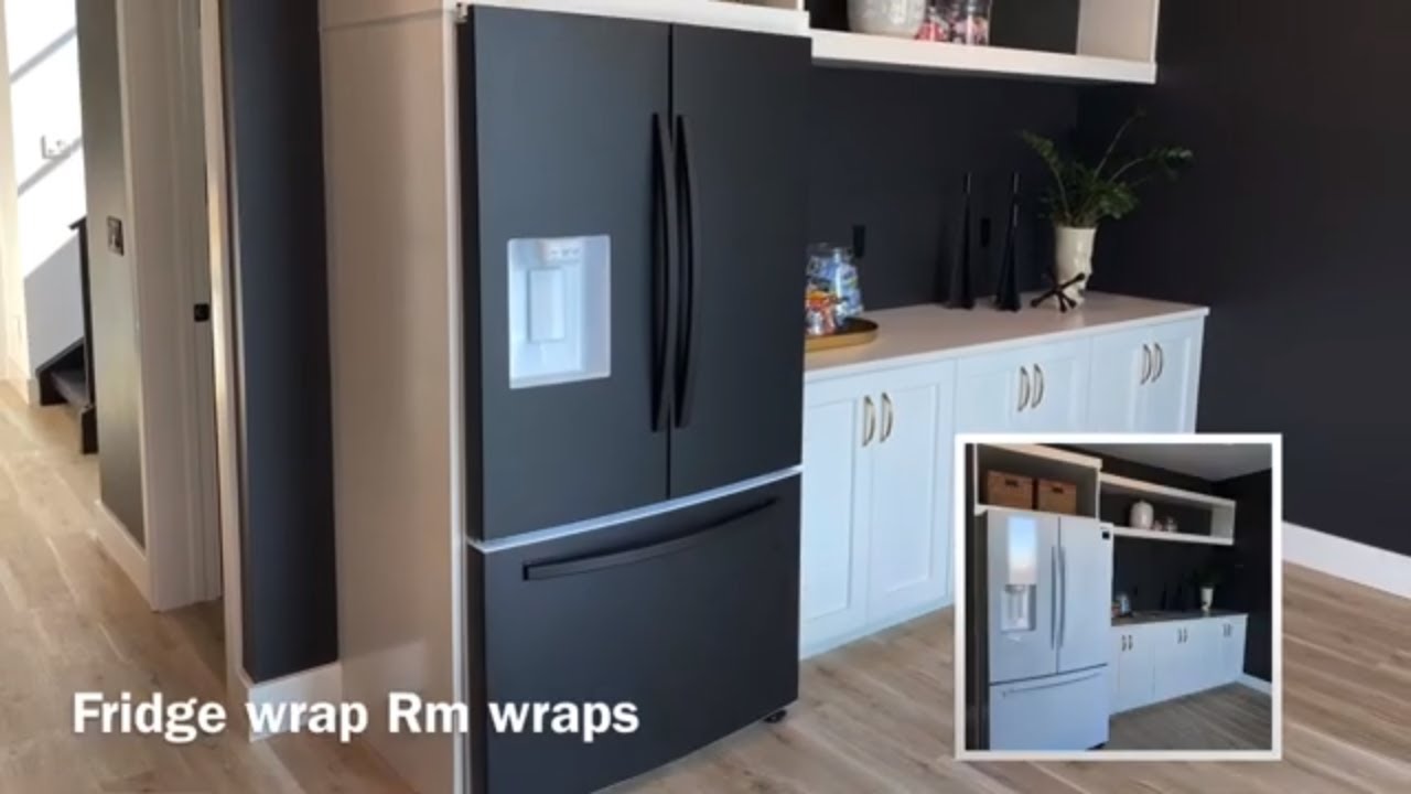 Matte black refrigerator wrap 
