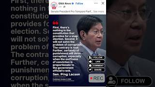 Senate President Pro Tempore Panfilo Ping Lacson On Calls For Snap Elections シ