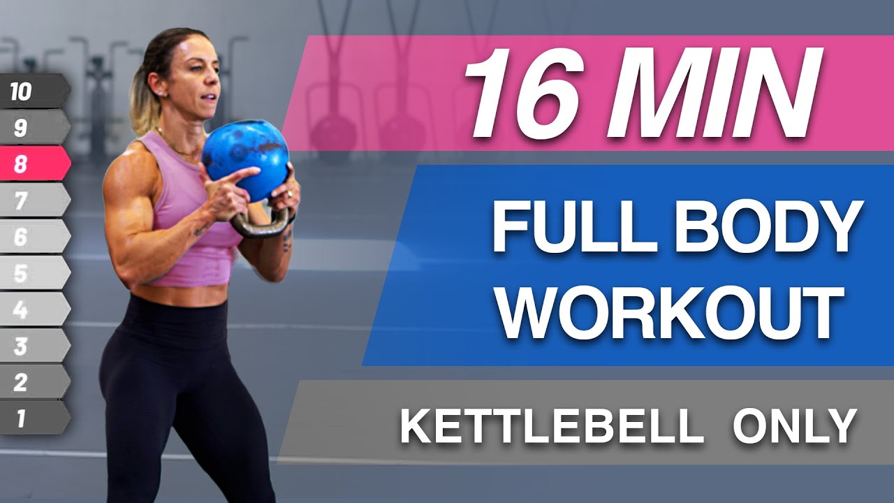 16 Min Full Body Interval training HIIT/ Kettlebell Home Workout No