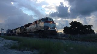 FEC train 222-28 with 4 locos (Rail-America, Ex UP & 2 Blues) 9-28-13