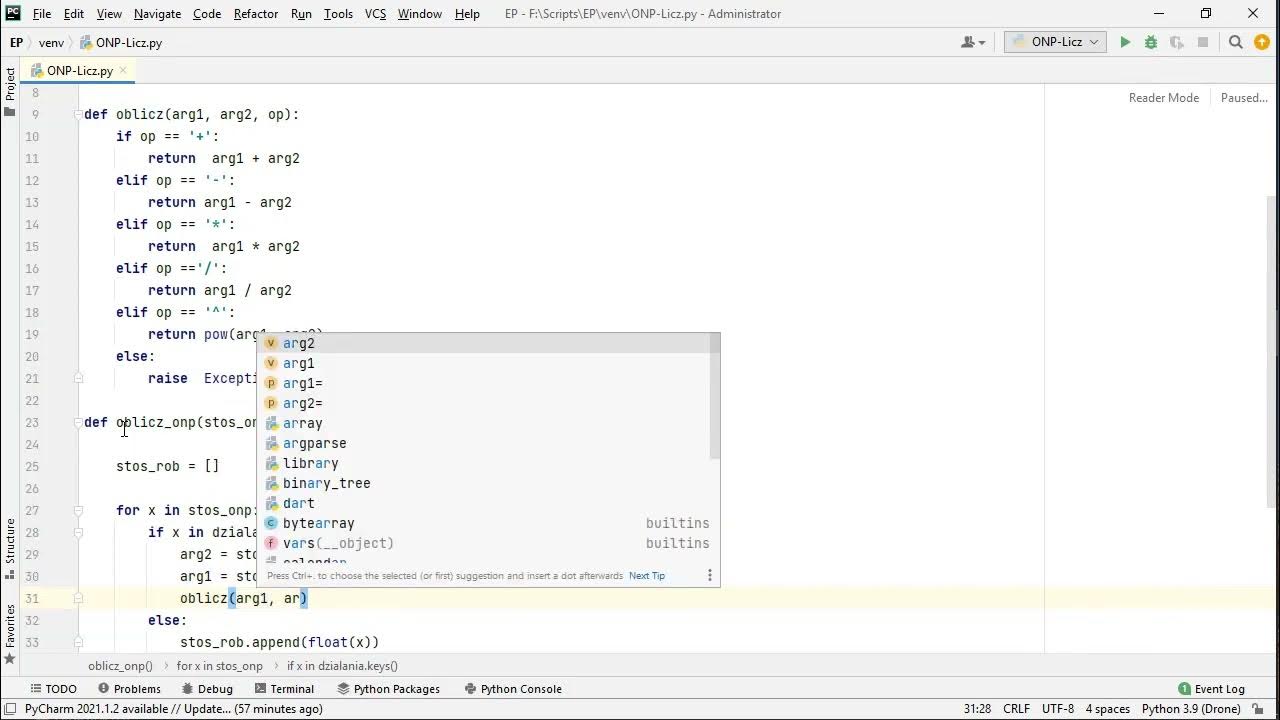 12 - Odwrotna Notacja Polska (ONP) obliczenia - rozwiazanie - YouTube