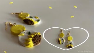 DIY : Clay earrings making at home / clay sunflower earrings |Priti Sharma