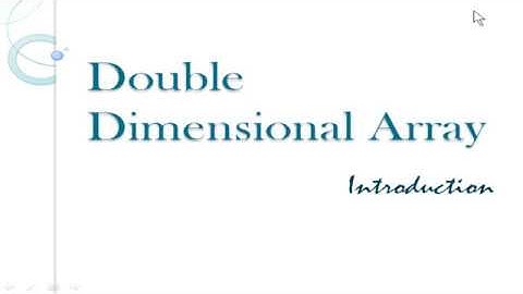 ICSE | Double Dimensional Array |  Introduction | Java