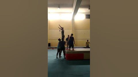 Triple back flip, Acrobatics mens group. Indian gymnastics. dynamic training.