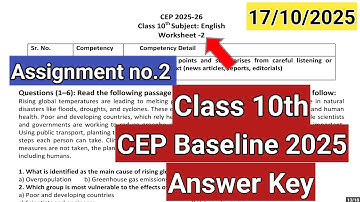 class 10th || Cep Baseline Assignment no 2.(2025) all subjects Solution || PSEB #class10