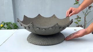 Creating Cement Pot From Aluminum Pan - Cement Craft Idea At Home