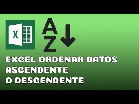 EXCEL como ORDENAR datos de forma ASCENDENTE o DESCENDENTE - YouTube