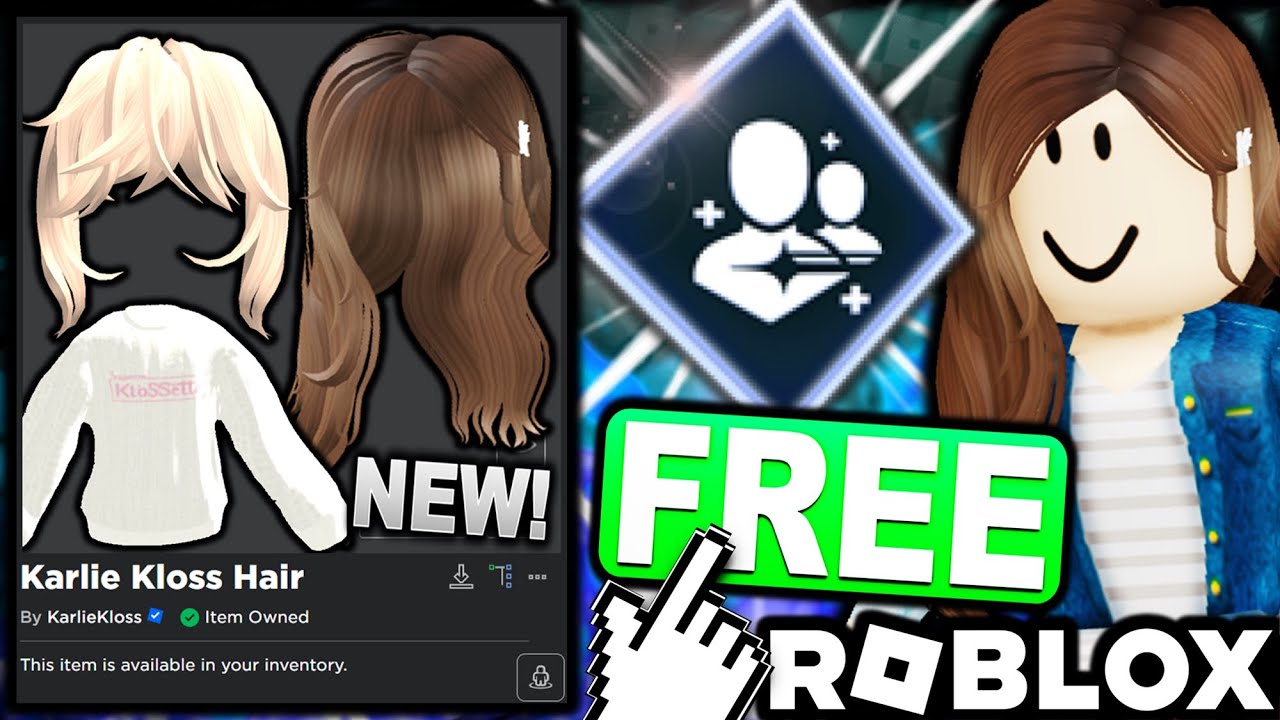 FREE ACCESSORIES! HOW TO GET Karlie Kloss Hair, Messy Blonde Bangs &  Oversized Sweater! (ROBLOX) 