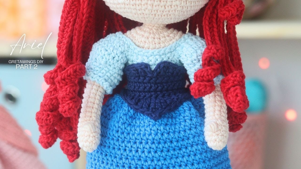 🧶The Little Mermaid Ariel: Amigurumi with Blue Outfit Step by Step!🧶Part 2 .GretaWings