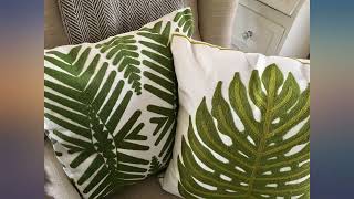 Hodeco Tropical Leaves Embroidery Throw Pillow Covers 18x18 Decorative Floor Pillow review