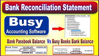 Bank Reconciliation Statement in Busy Software | BRS in BUSY |Bank Vs Books Closing Balance In Busy screenshot 2
