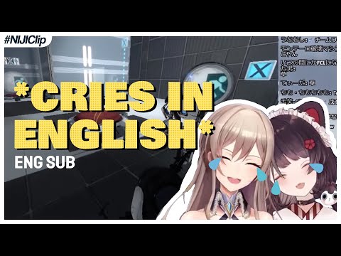 Inui and Furen play Portal 2 and attempt to speak English! (VTuber/NIJISANJI Moments) (Eng Sub)