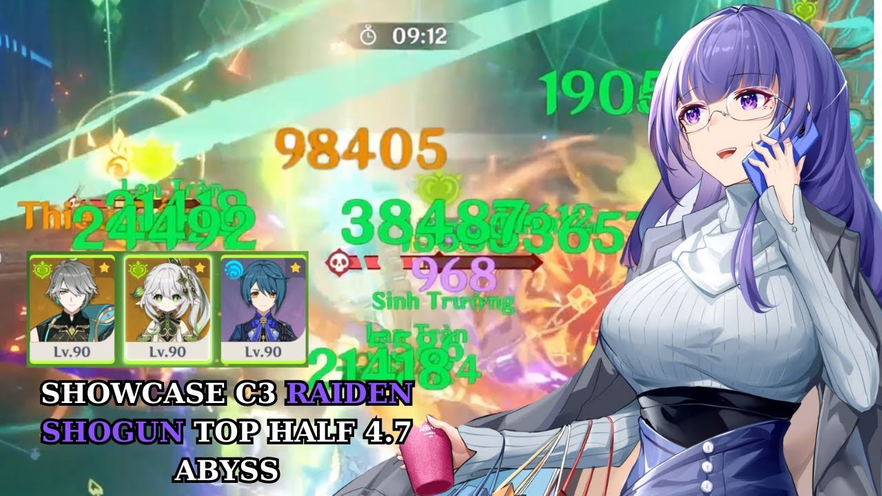 C3 Raiden Shogun 115s continuous run - Top Half 4.7 Spiral Abyss - YouTube