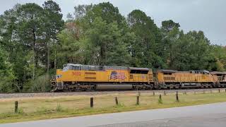 UP 3032 SD70AH-T4 leads an empty rock train up the  AKMD tracks in Malvern,AR