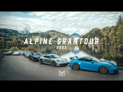 Alpine Grantour 2023 with Porsche GT3's, GT3 RS, Ferrari 812 GTS and SF90.