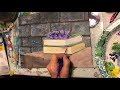 Time-lapsed still life acrylic painting of books & lilacs