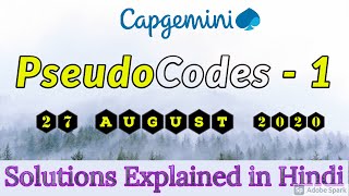 Pseudo Code asked on 27th August 2020 | Capgemini Pseudo Code | sKSama Subscribe