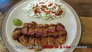 Gyukatsu(deep fried beef cutlets)/easy recipe/homemade/japan is tooo
far~