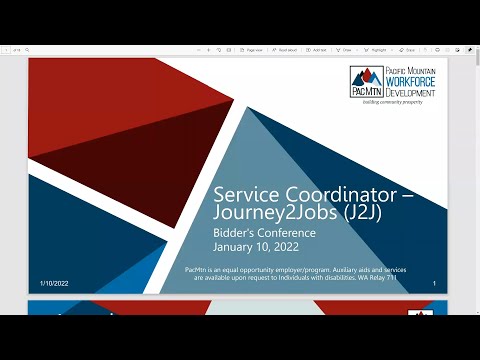 Service Coordinator - Journey2Jobs (J2J) RFP Bidder's Conference