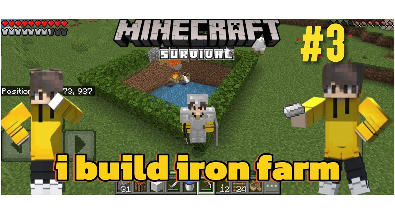 Minecraft survival series #3 i build iron farm in Minecraft#minecraft # ...