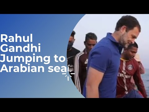 Rahul Gandhi Jumping to Arabian Sea Rahul Gandhi Swimming with  Fishermen KeralaKollam