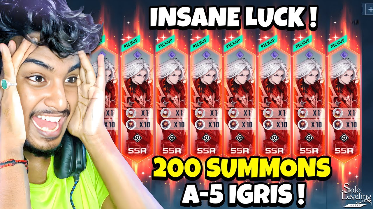 A-5 IGRIS IN 200 SUMMONS ! INSANE LUCK ! SOLO LEVELING ARISE