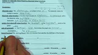 Lesson 5 1 Absolute Value Graphs