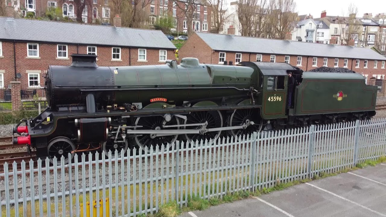 Bahamas 45596 runs into Whitby, The first ever time a Jubilee has run into Whitby 05/04/25