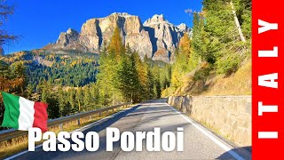 Driving in Italy. Dolomites. Passo Pordoi