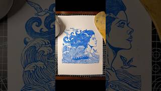 Printmaking “Lady of the Sea” Nautical Lino Art